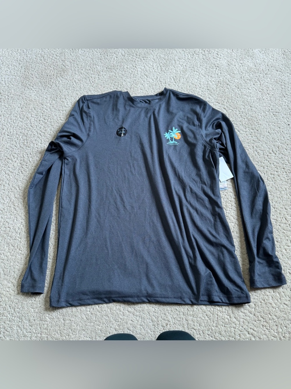 NWT Burnside Men's Quick Dry Long Sleeve Pullover Shirt UPF 30+ Small Charcoal